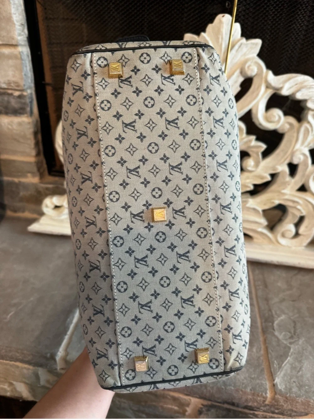 Louis Vuitton Navy/Gray Monogram Minilin GM with Certificate of Authenticity